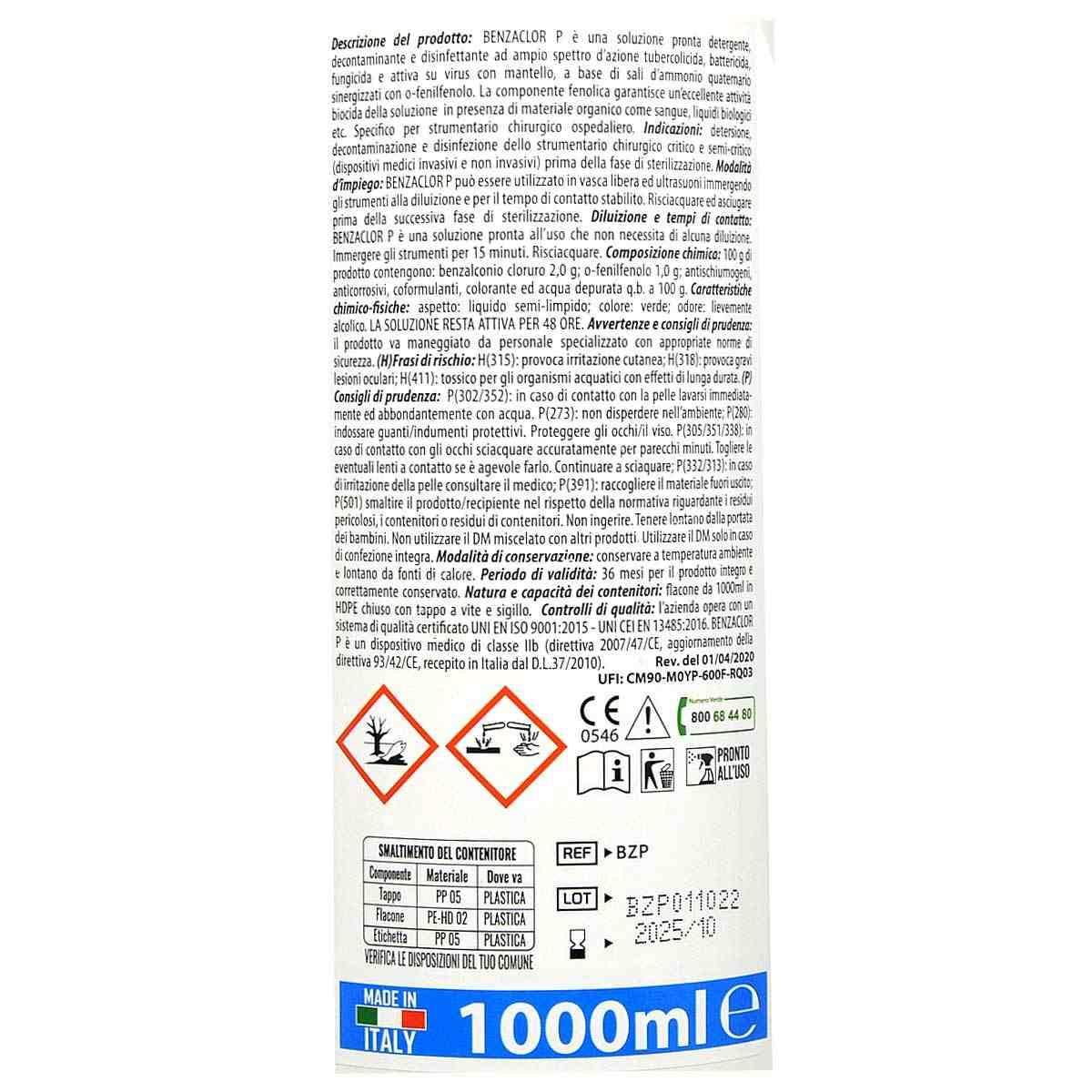 Benzaclor B disinfettante per strumentario