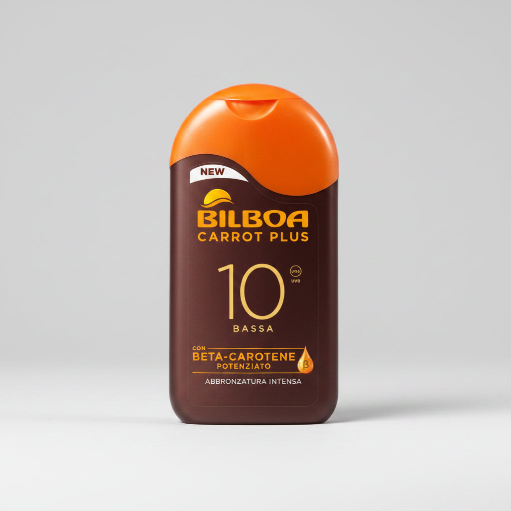 Bilboa Carrot Plus 10 spf con Beta-Carotene potenziato Abbronzatura intensa 200ml.